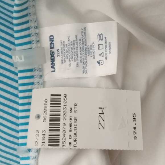 NWT Land's End Women's Turquoise Striped Swim Skirt Multiple Sizes Beach Pool - Picture 4 of 6